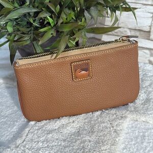 Dooney & Bourke Brown Leather Pebble Grain Wristlet